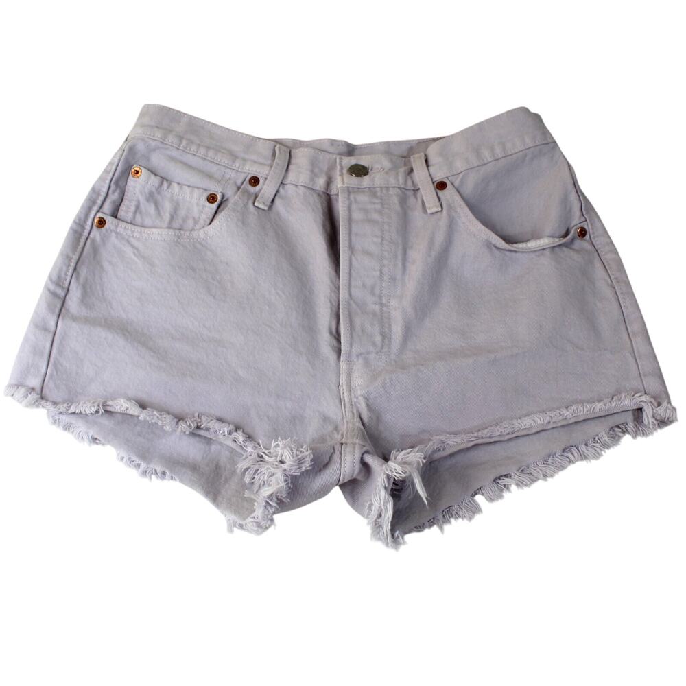 Levi's 501 Denim Shorts Womens 31 Light Purple Cut Off Jean Button Fly Festival